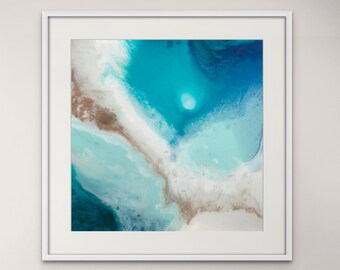 Teal Abstract Ocean Art Print: Turquoise Blue Wall Decor (Digital Download)