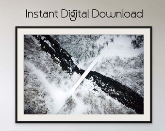 Niseko Japan Winter Mountain Aerial Print (Digital Download)