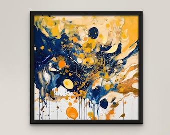 Blue & Yellow Abstract Art Print: Modern Giclee Artwork