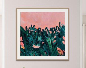 Abstrakt Floral Kunstdruck: Grünes botanisches Wandbild (Digitaler Download)