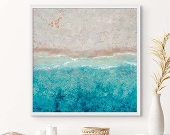 Turquoise Ocean Art Print: Abstract Coastal Wall Decor