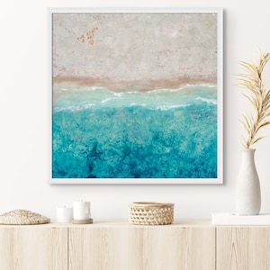 Pintura del océano, arte de la pared turquesa, decoración de la casa del océano, impresión de la casa de la playa, baño playero, arte costero, impresiones costeras enmarcadas, cartel del océano