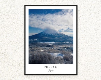 Niseko Japan Winter Aerial Photo Print, Mount Yotei snowy mountain