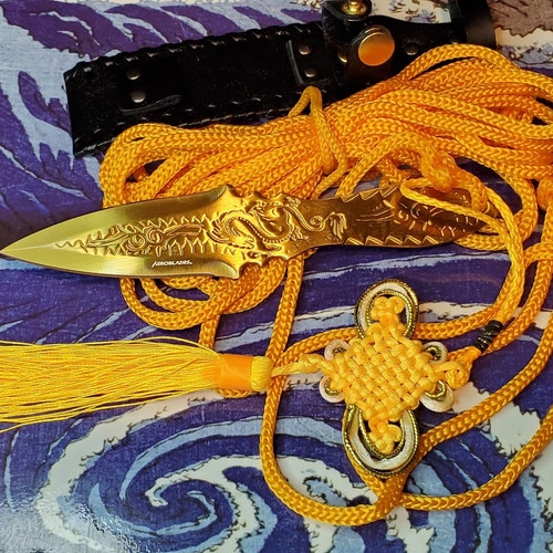 Sheng Biao Pro Level Rope Dart with Holding Sheath. 5 meter Gold Rope