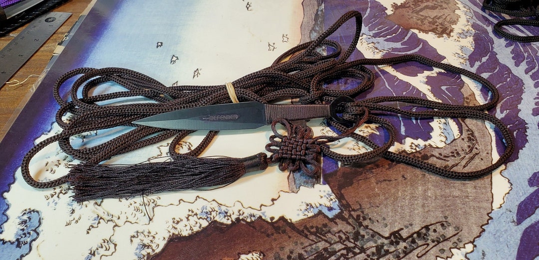 Practice Sheng Biao, Metal Rope Dart. 4 Meter Dark Brown Rope With an