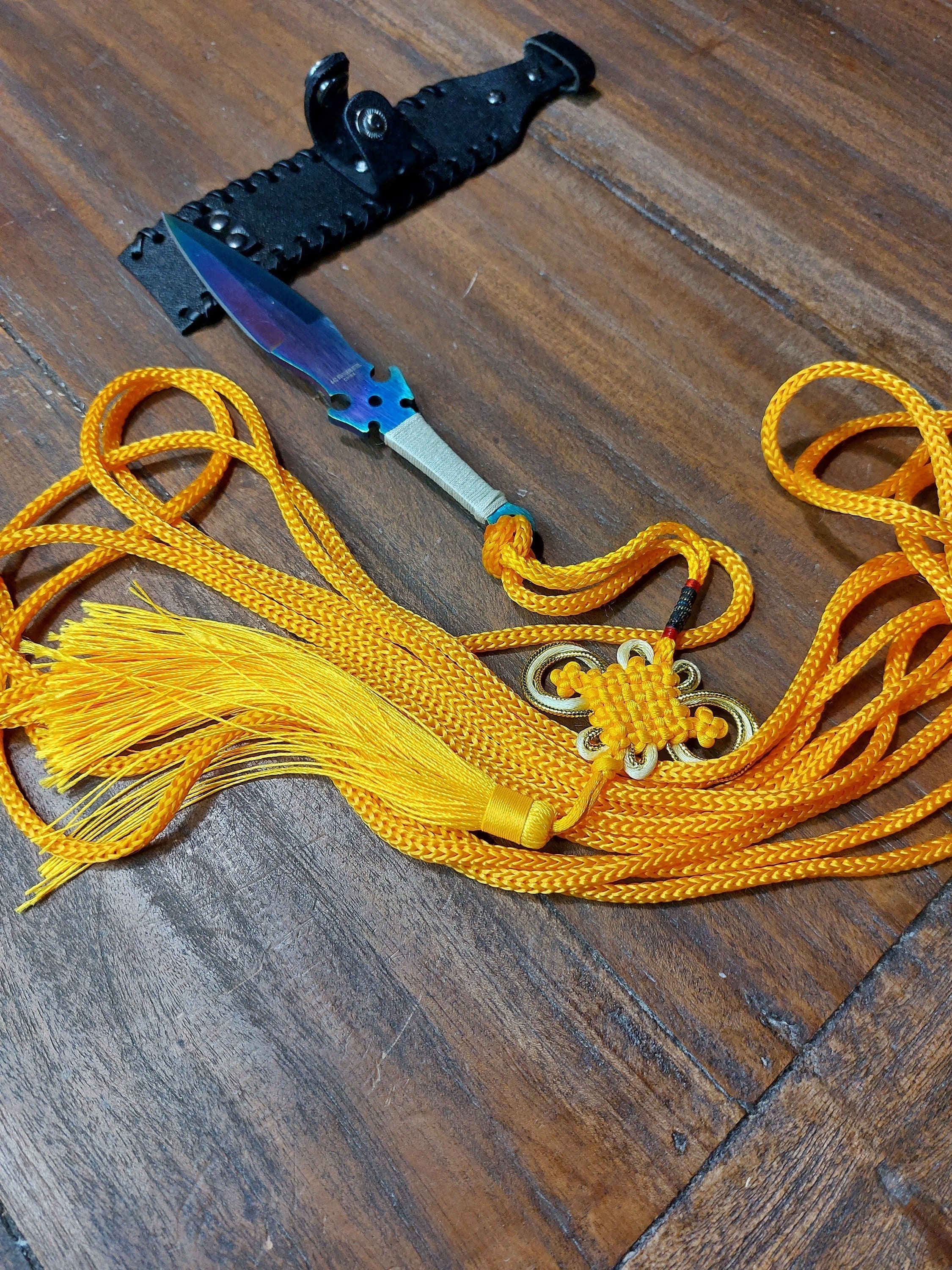 Sheng Biao Pro Level Rope Dart with Holding Sheath. 5 meter Gold Rope