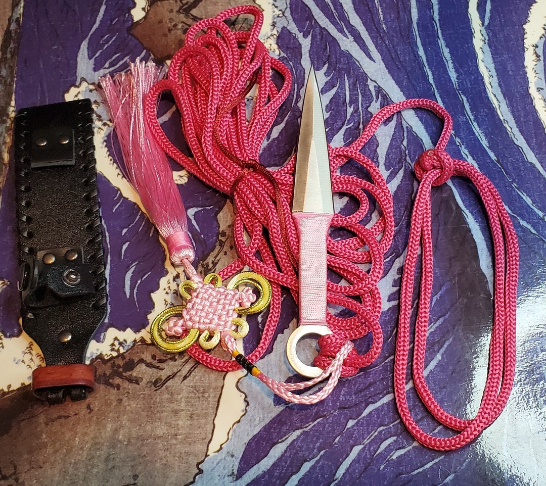 Sheng Biao Pro Level Rope Dart With Holding Sheath. 4 Meter Rose Red