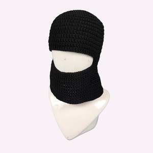 Black Balaclava Crochet, Crochet Ski Mask, Balaclava Hood Crochet, Custom Color Crochet Balaclava Mask Hat, Full Mask Hat Balaclava