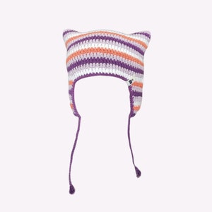 Cute Cat Beanie With Ear Flaps Crochet, Crochet Cat Hat With Ears, Cat Ear Beanie, Custom Ear Flaps Hat, Y2K Trends, Handmade Gift For Her