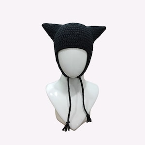 Teufel Horn Hut, Horn Hut häkeln mit Ohrenklappen, Mütze mit Hörnern, Katzen Hut mit Ohren, Teufel Mütze, Häkelmütze, Beanie gestrickt