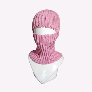 Pink Balaclava Crochet, Crochet Ski Mask, Balaclava Hood Crochet, Custom Color Crochet Balaclava Mask Hat, Full Mask Hat Balaclava
