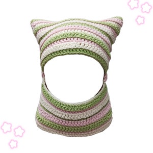 Cute Pastel Cat Balaclava Mask, Balaclava Hat Crochet, Balaclava With Mask, Personalized Cat Beanie, Custom Hat, Winter Hat, Knit Ski Mask