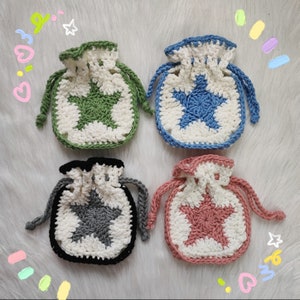 Cute Star Drawstring Pouch, Star Pouch Crochet, Star Girl, Coin Purse, Star Bag