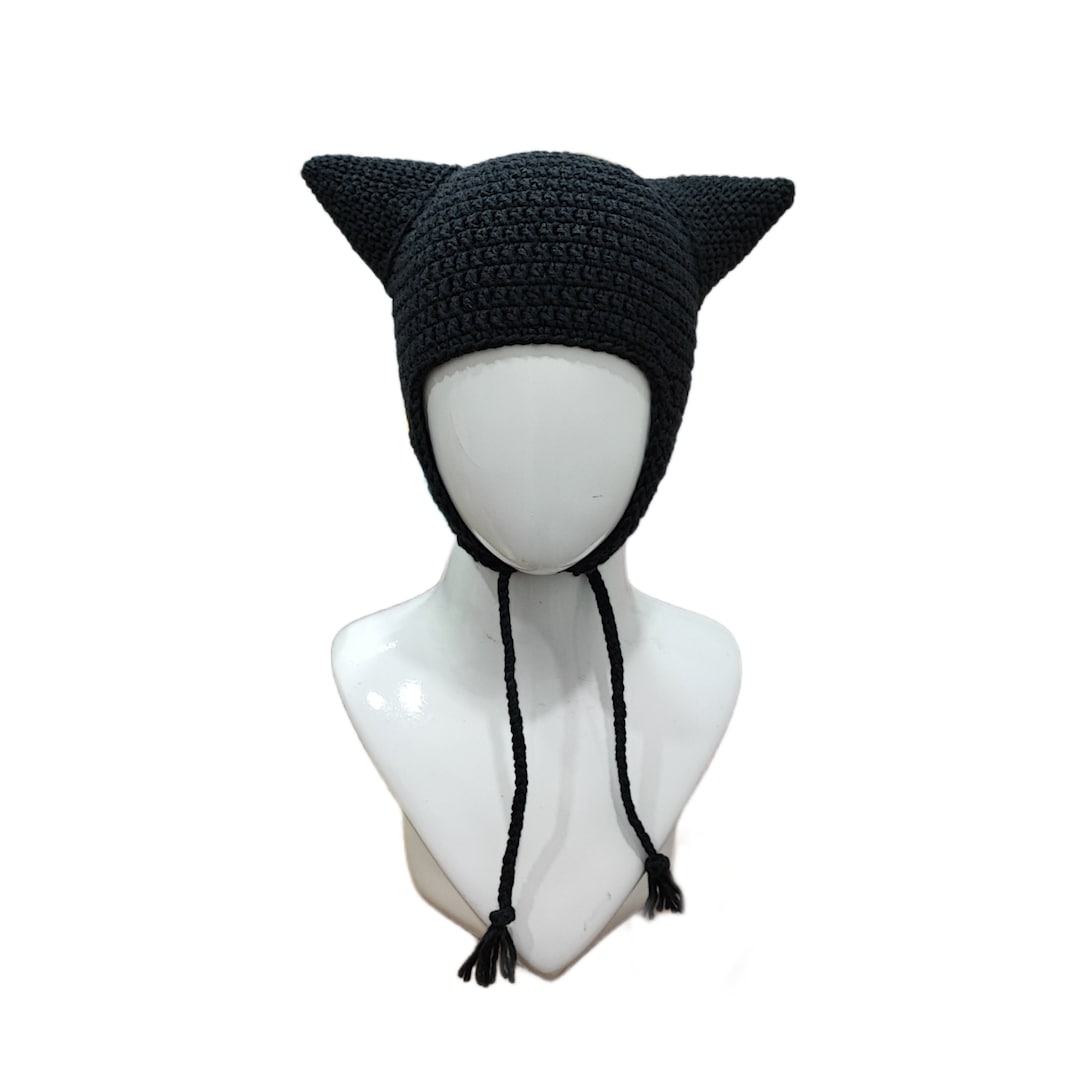 Devil Horn Hat, Horn Hat Crochet With Ear Flaps, Beanie With Horns, Cat