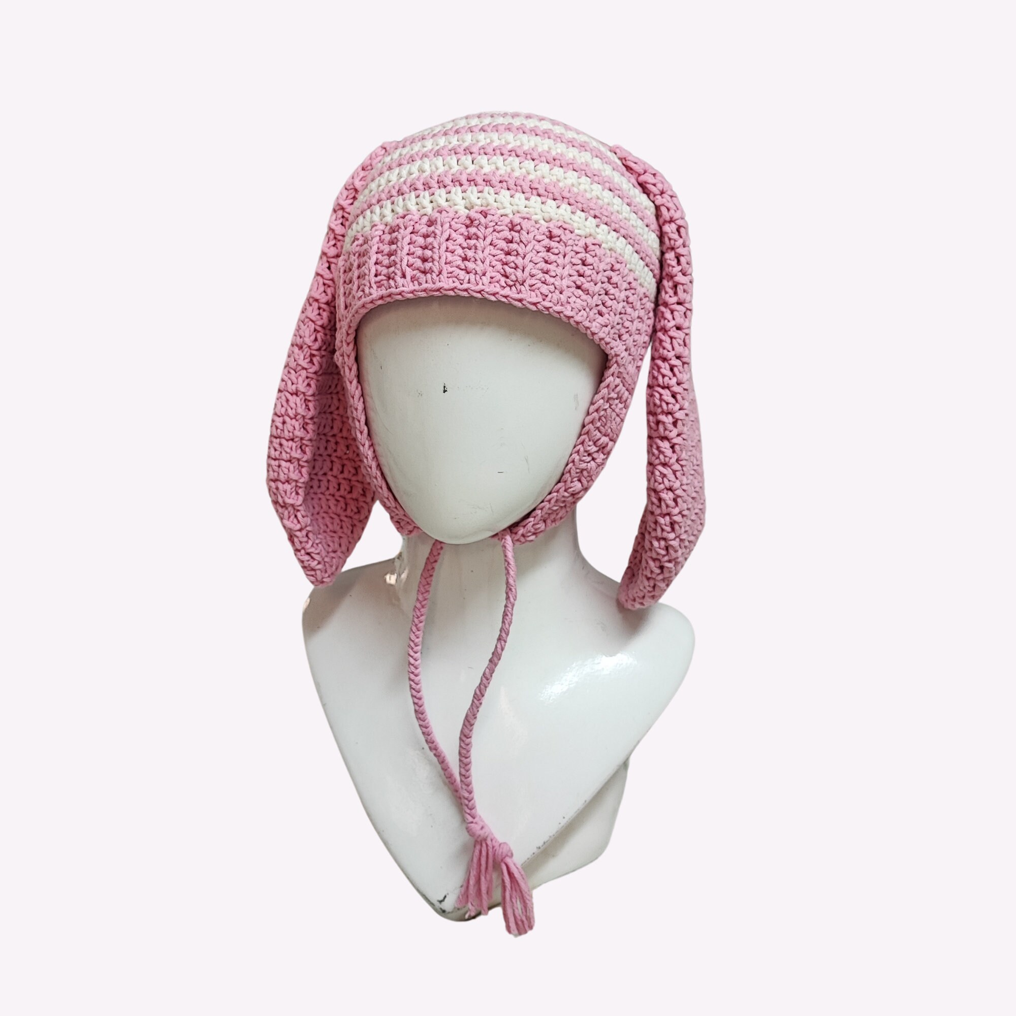 Cute Pink Bunny Ear Hat Crochet, Adorable Bunny Hat Crochet With Ears ...