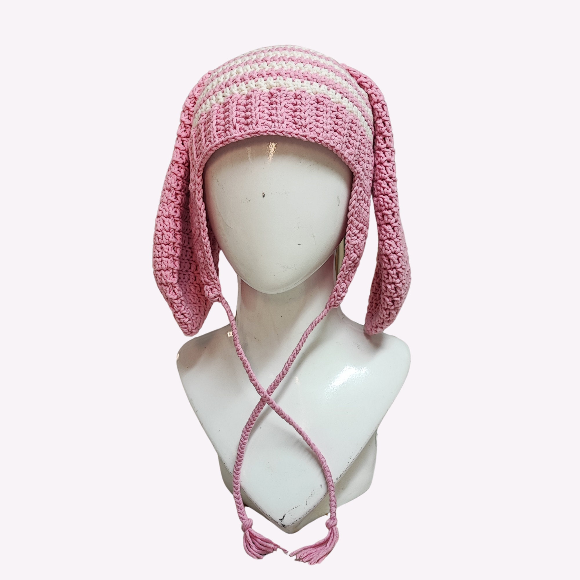 Cute Pink Bunny Ear Hat Crochet, Adorable Bunny Hat Crochet With Ears ...