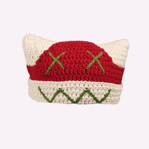 Christmas Monster Cat Beanie, Cat Beanie Crochet, Custom Crochet Beanie, Cat Hat With Ears, Cat Ear Hat, Beanie Hat With Ears