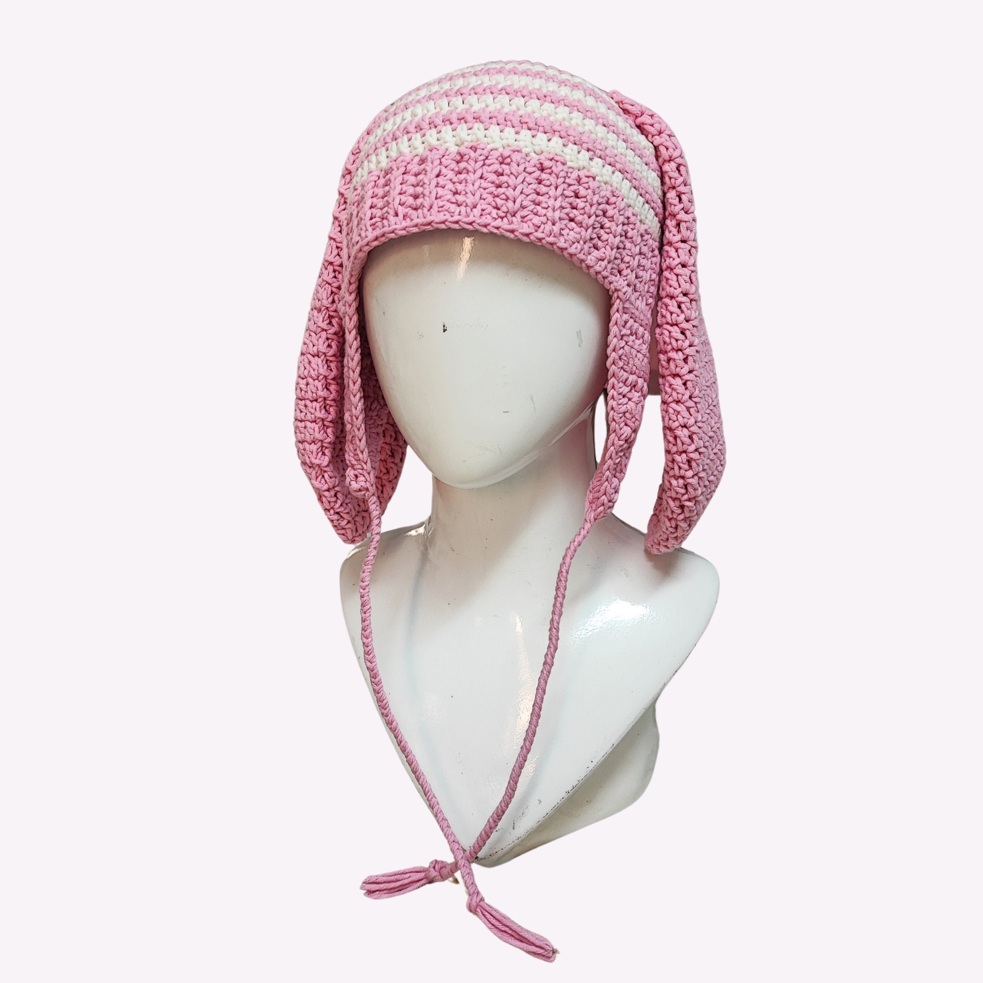 Cute Pink Bunny Ear Hat Crochet, Adorable Bunny Hat Crochet With Ears ...