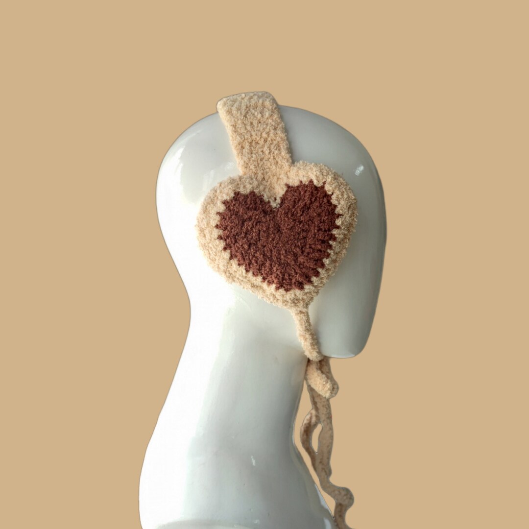 Brown Heart Earmuffs Crochet Cute Crochet Heart Earmuffs Customizable
