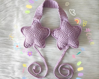 Cute Pastel Purple Star Ear Muffs Crochet, Handmade Star Ear Muffs, Gift For Best Friend, Crochet Star Ear Warmers