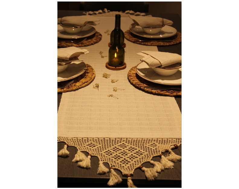 Linen table runner Vintage Style Table Runners Bohemian Etsy