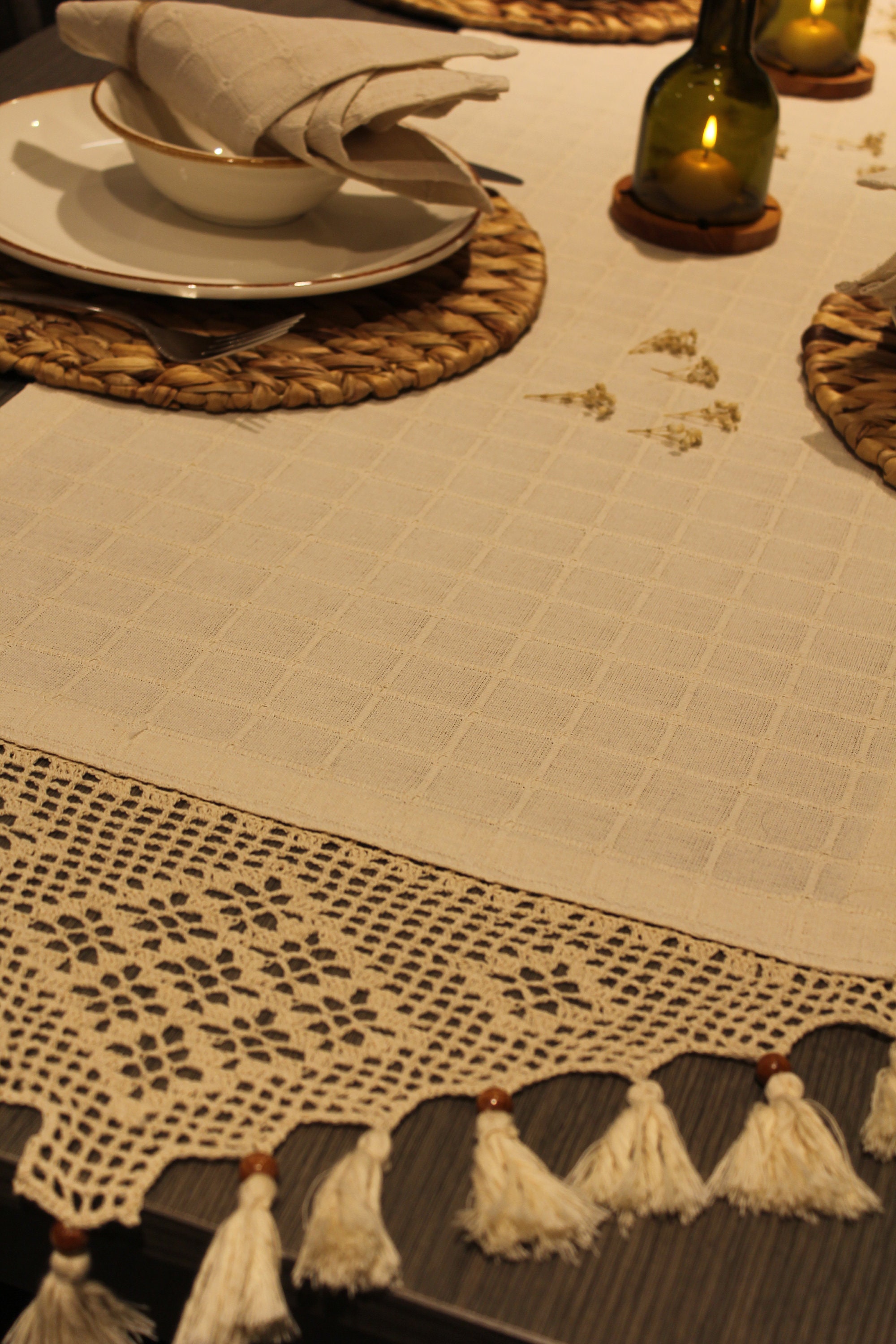 Linen table runner Vintage Style Table Runners Bohemian Etsy