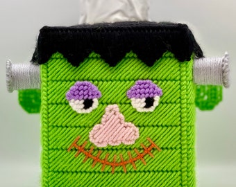 Tissue Box Cover:  3D Frankie  (Handmade Spooky Halloween Decor)