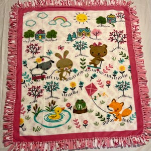 Animals Fleece Tie Blanket Handmade Fleece Throw Tie Blanket Cozy Fleece Blanket Tie Throw Kids Tie Blanket Handmade Animals Throw