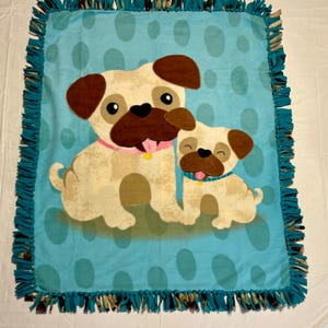 Puppies Fleece Tie Blanket Handmade Fleece Throw Tie Blanket Cozy Fleece Blanket Tie Throw Kids Tie Blanket Handmade Puppies Throw