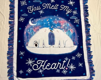 Fleece Tie Blanket: Polar Bear (Handmade Throw 48 x 60)