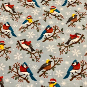 Birds Fleece Tie Blanket Handmade Fleece Throw Tie Blanket Cozy Fleece Blanket Tie Throw Kids Tie Blanket Handmade Snow Tie Long Blanket