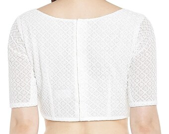 white saree designer blouse