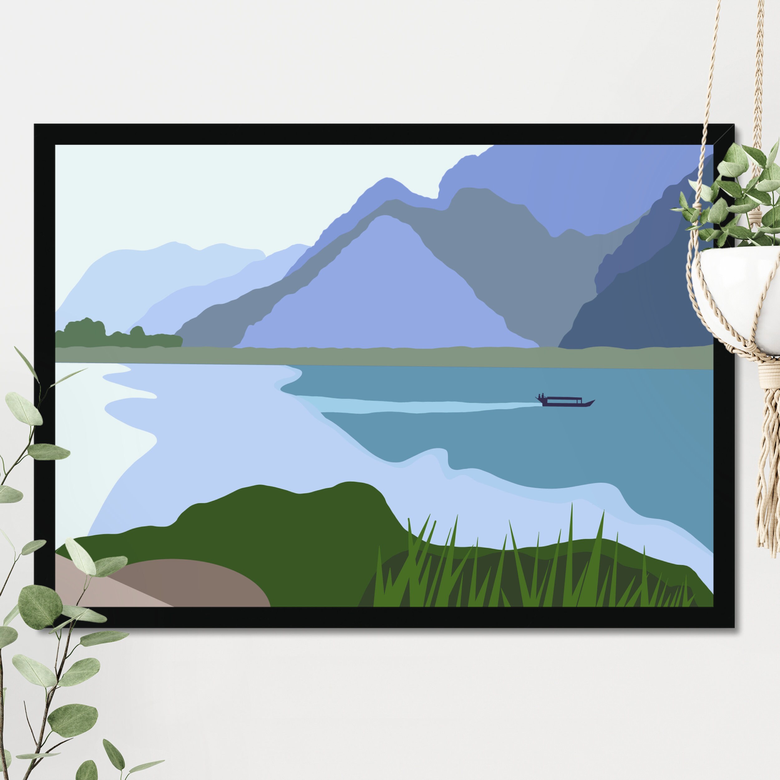 River Wall Art Mountains Landscape Valley Wilderness Etsy