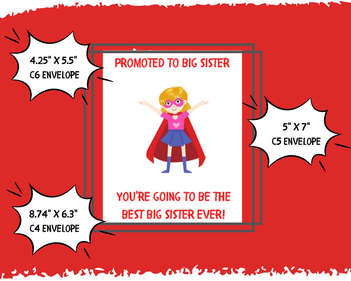 Promoted to Big Sister Printable Card - Etsy