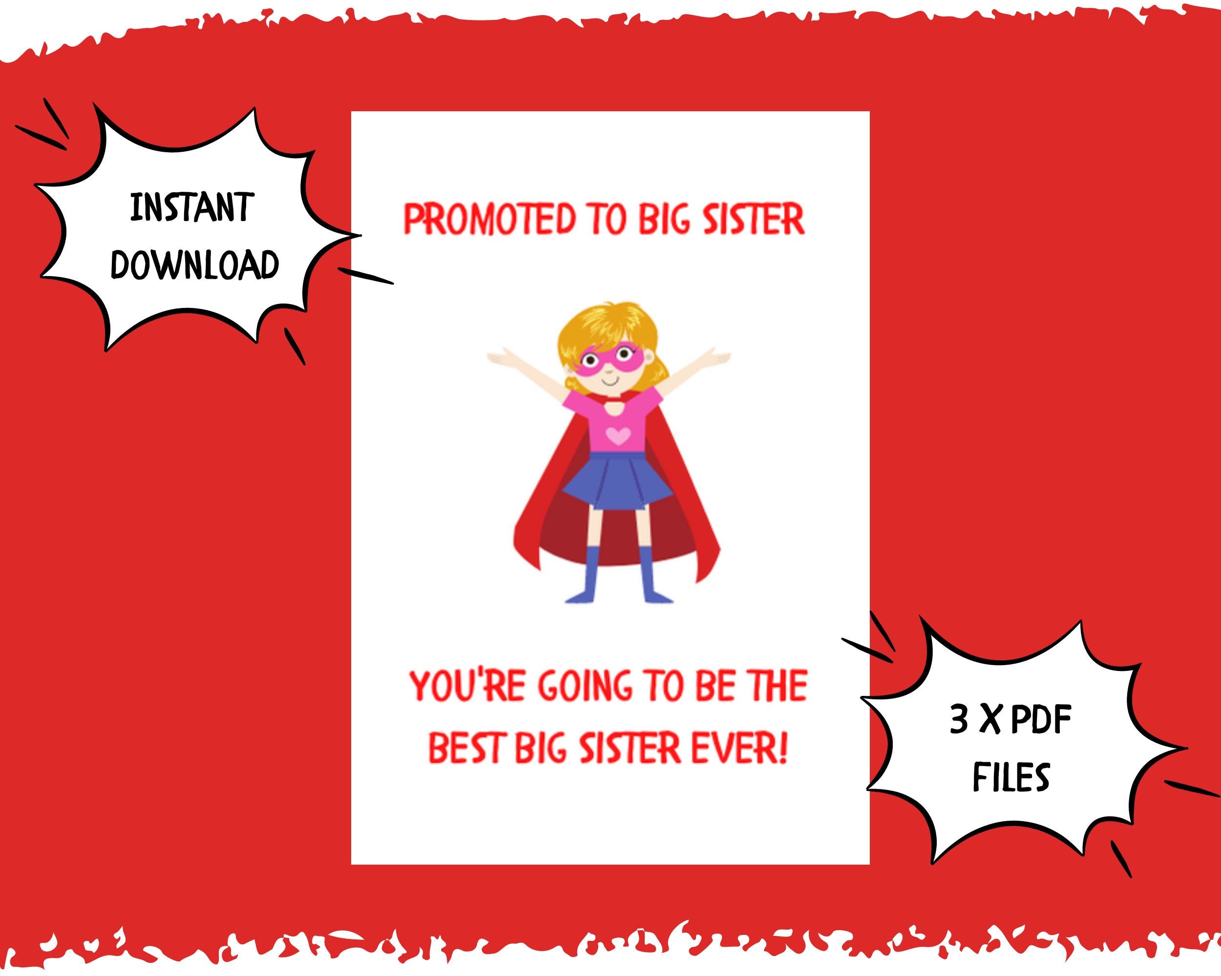 Promoted to Big Sister Printable Card - Etsy