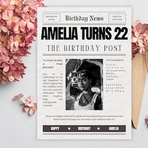Publicación de noticias de cumpleaños, plantilla editable