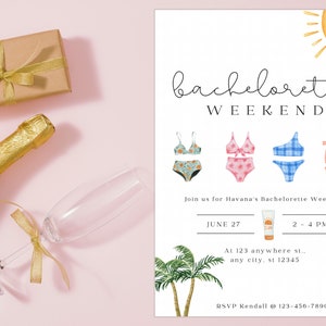 Bachelorette Party Invitation Template, Editable Template, Canva Template
