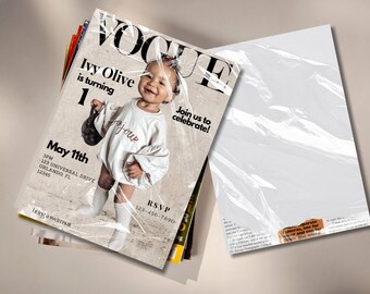 Modèle modifiable d'invitation d'anniversaire pour une couverture de magazine