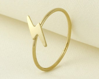 14k Gold gefüllter anlaufbeständiger Blitz Bolzenring, Gold stapelbarer Ring, minimalistischer Ring, zierlicher Ring, Donnerkeilring