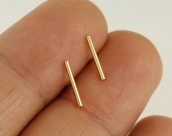 14K Gold Filled Tarnish Resistant Dainty Bar Stud, Tiny Bar Stud Earring, Minimalist Bar Earring, T Stud, Geometric Studs, Bar Line Stud