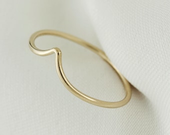 14K Gold Filled Tarnish Resistant Chevron Ring, Minimalist Dainty Gold Filled Stacking V Ring