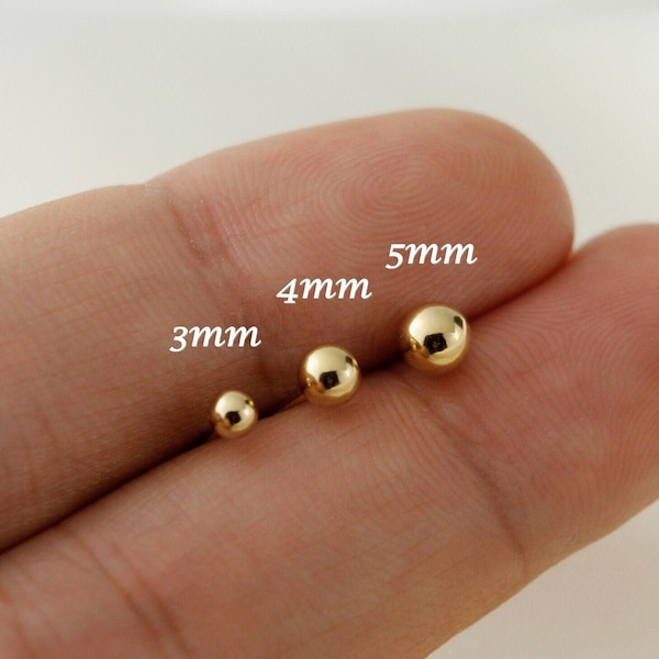 14K Gold Filled anlaufbeständige Ball Ohrstecker, Gold Filled Plain Ball Ohrstecker 3mm, 4mm, 5mm, einfache Goldball Ohrstecker