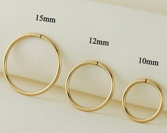 14k Gold Filled Tarnish Resistant Sleeper Hoop Earrings 10mm 12mm 15mm , 20G Continuous Hoops, Small Hoop Earrings, Hypoallergenic Hoops