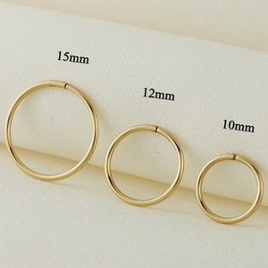 14k Gold Filled Tarnish Resistant Sleeper Hoop Earrings 10mm 12mm 15mm , 20G Continuous Hoops, Small Hoop Earrings, Hypoallergenic Hoops