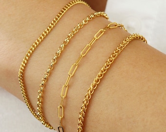 Tarnish Resistant 14k Gold Filled Bracelet, Dainty Gold Bracelet, Stacking Bracelet, Minimalist Gold Layering Bracelet, Gold Chain Bracelet