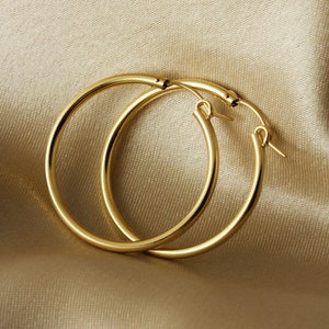 14K Gold Filled Tarnish Resistant Tube Hoop Earrings, 14k Gold Filled Hollow Hoops 13mm, 15mm, 19mm, 22mm, 29mm, 35mm, Thick Gold Hoops