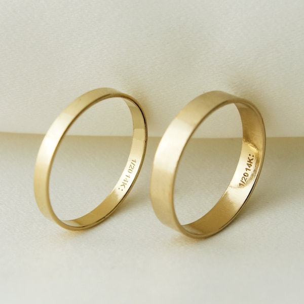 Anlaufbeständiger 14k Gold Filled Dicker Bandring, Anlaufbeständiger Goldbandring, Flacher Stapelring, Einfacher Goldbandring, Zigarrenband