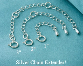 925 Sterling Silver Chain Extender, Chain Extension for Necklace, Anklet, Bracelet, Multi Length Adjustable, Can be used on Any Chain