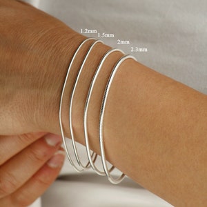 925 Sterling Silver Snake Chain Bracelet Made in Italy, Silver Chain Bracelet, Real Silver Snake Chain, Thickness 1.2mm, 1.5mm, 2mm, 2.3mm