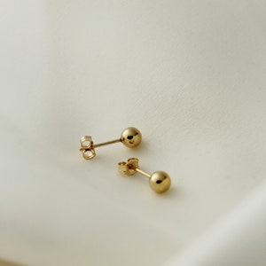 14K Gold Filled Tarnish Resistant Ball Stud Earrings, Gold Filled Plain Ball Stud Earrings 3mm, 4mm, 5mm, Simple Gold Ball Stud Earrings image 10